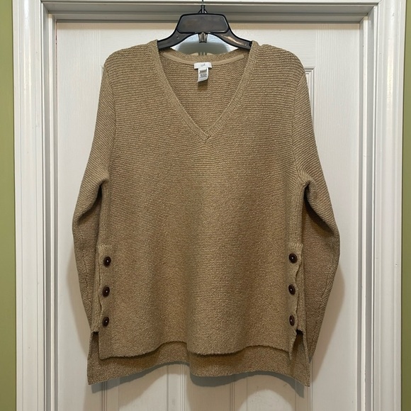 J Jill - pull over v neck tan alpaca blend sweater - size L - Picture 1 of 8